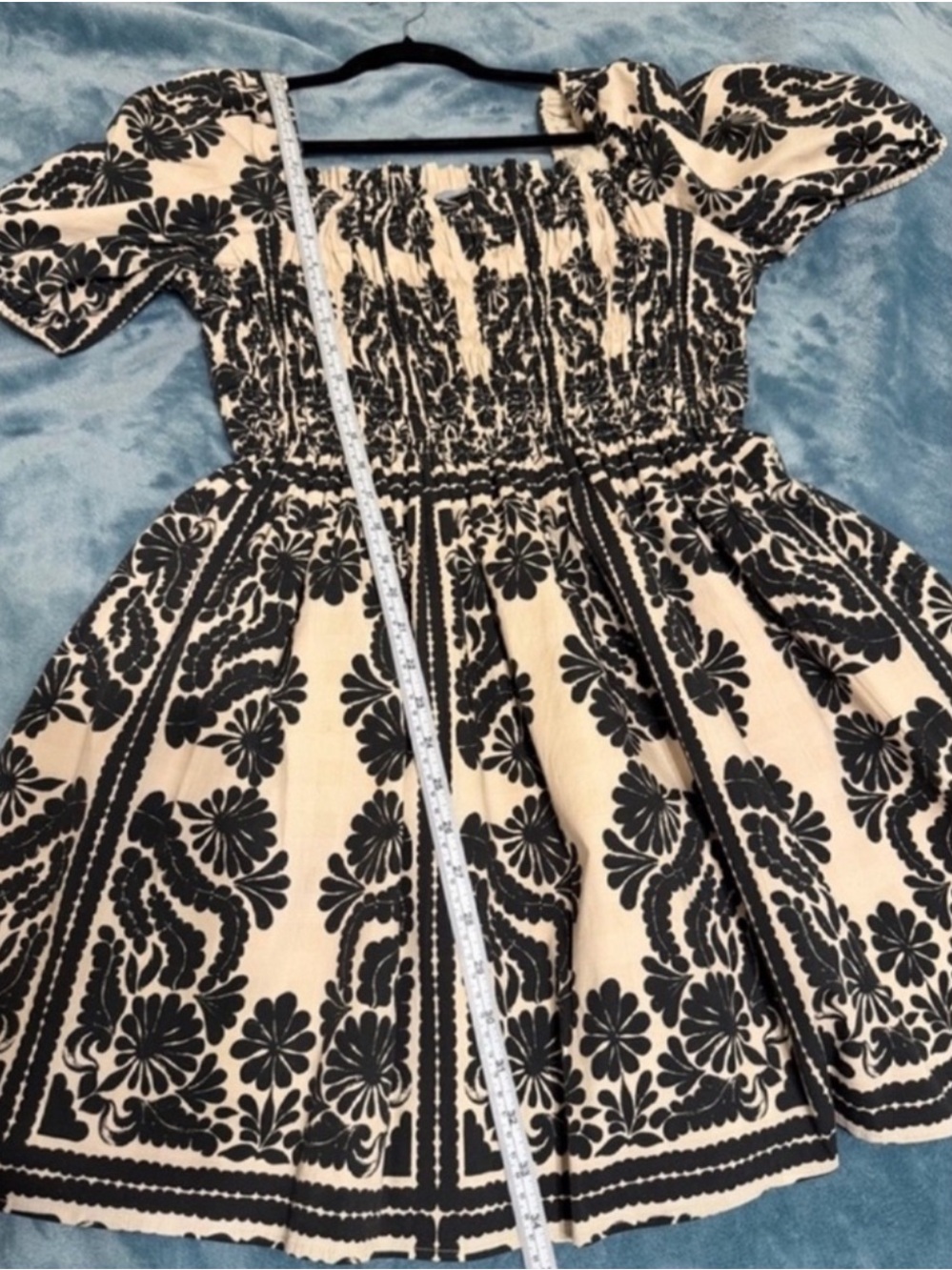 ANTONIO MELANI Black & Cream Square-Neck Puff Sleeve Mini Dress - Picture 9 of 9
